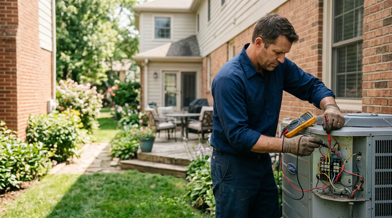 HVAC technician working near Trafalgar, IN